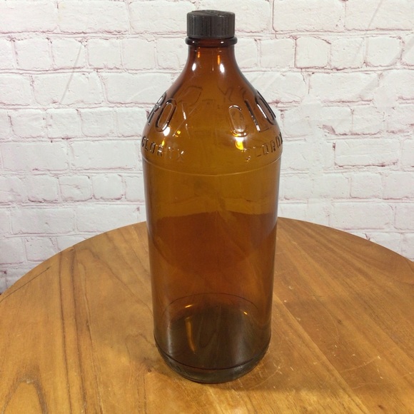 Vintage Clorox Amber Glass 32oz Glass Bottle with Cover - Picture 4 of 7
